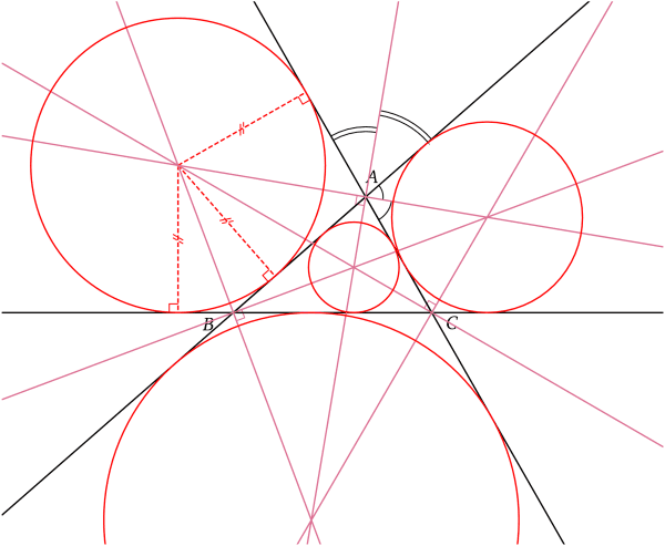 Cercles inscrit et exinscrits d'un triangle — Wikipédia